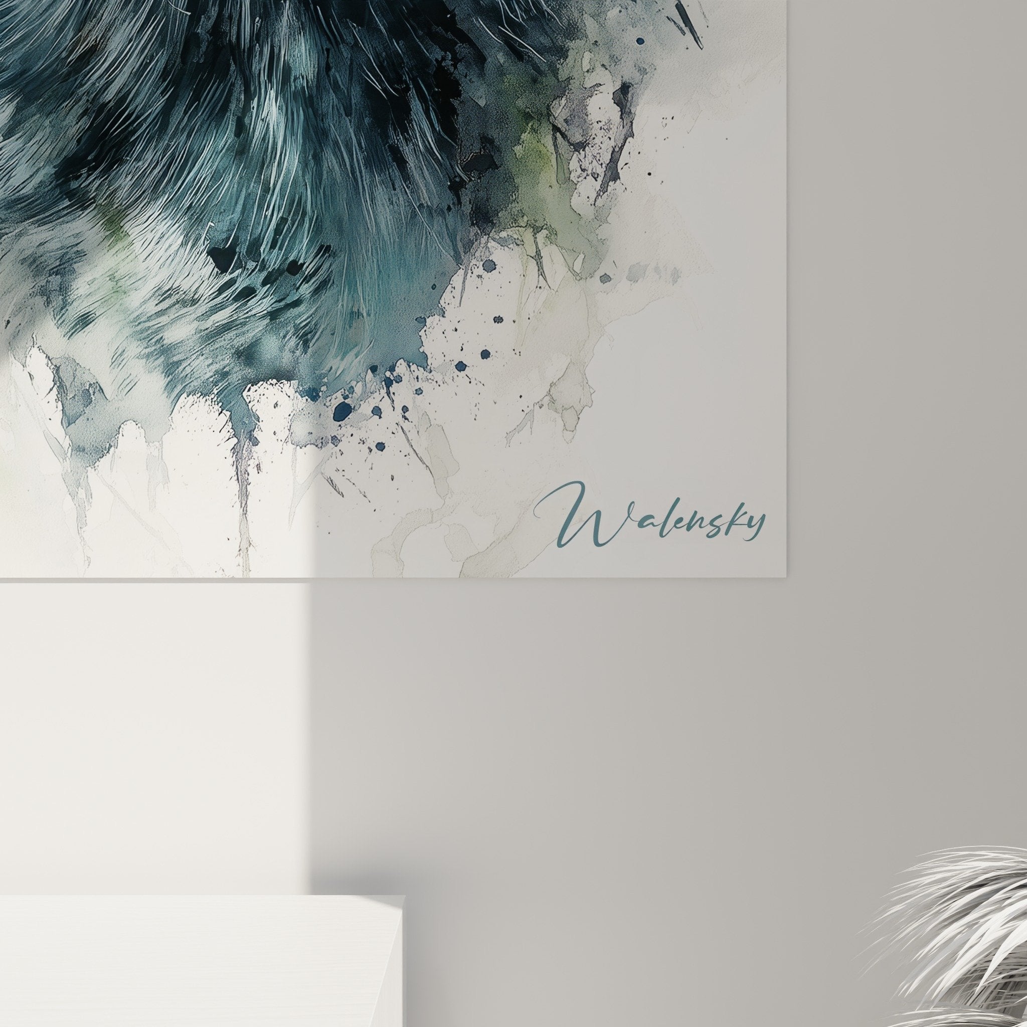 Tableau mural chien berger australien aquarelle décoration intérieur moderne portrait animalier
