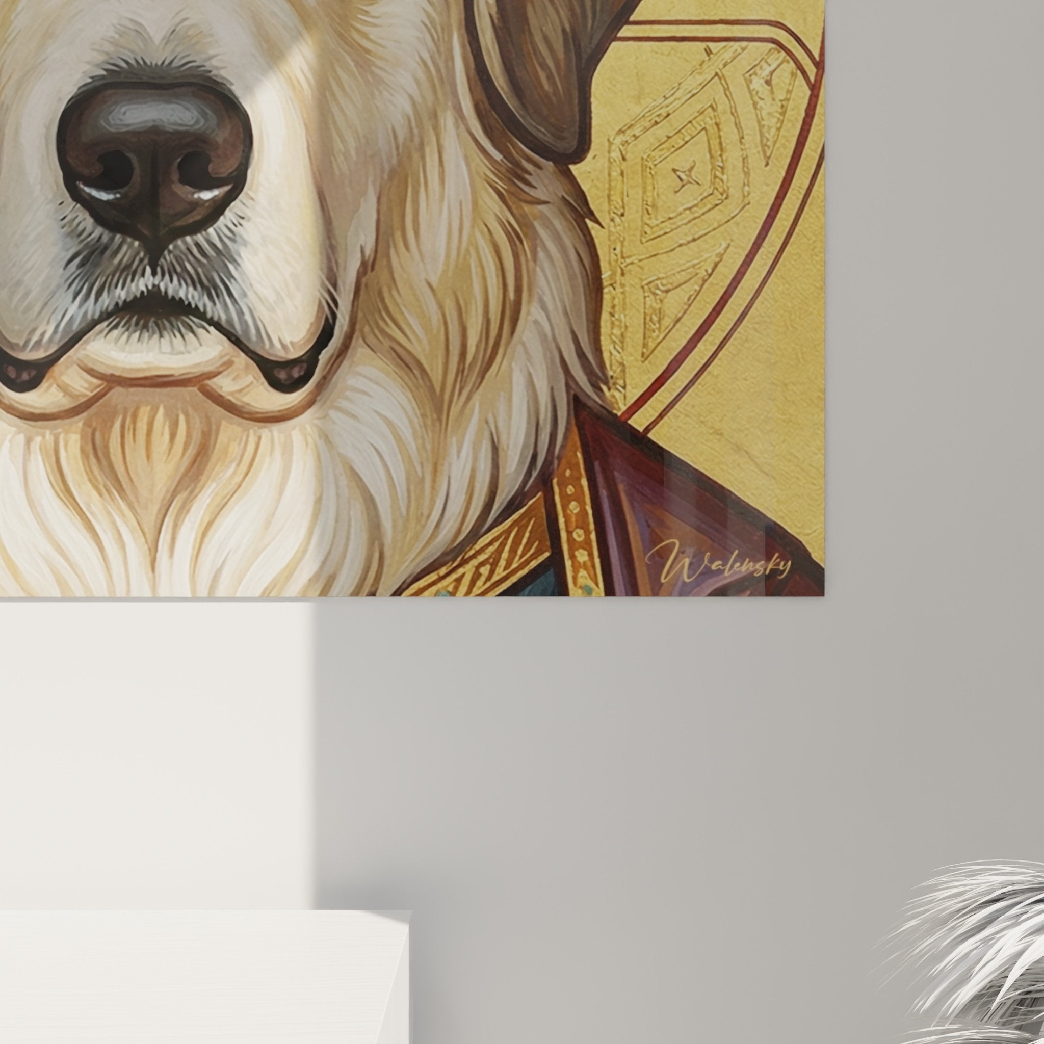 wall art dog mountain pyrenees byzantine golden style living room decor