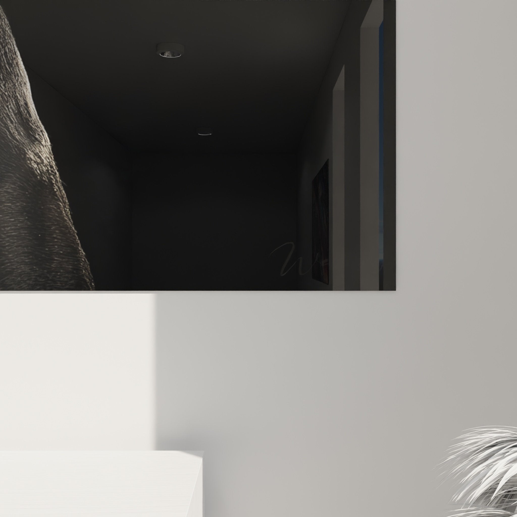 Vue ensemble tableau mural Dogue Allemand portrait noir blanc, format vertical decoration moderne salon contemporain elegant
