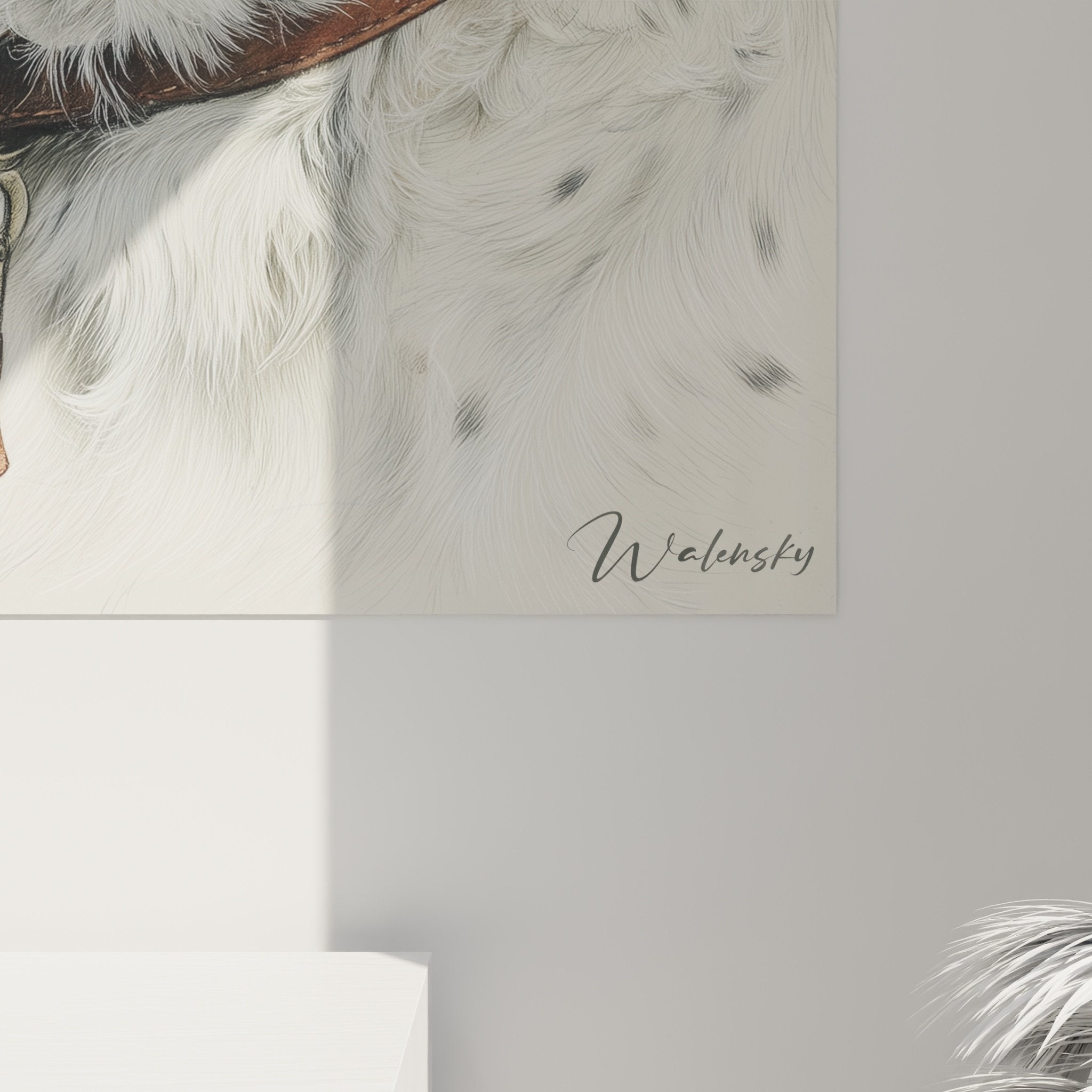 tableau mural epagneul breton portrait artistique chien regard contemplatif