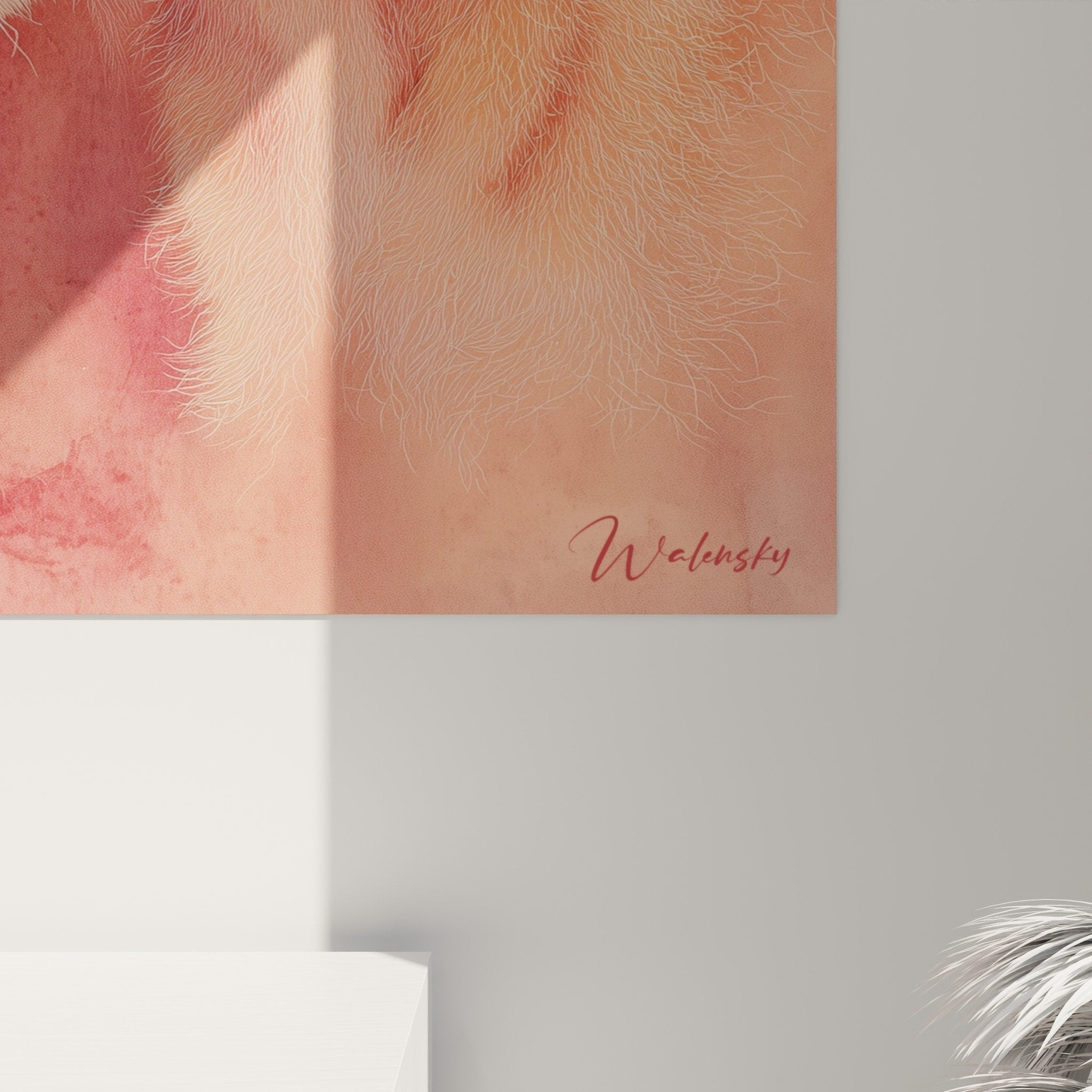 Quadro murale leonessa toni rosa piccolo soggiorno decorazione felini maternità artistica