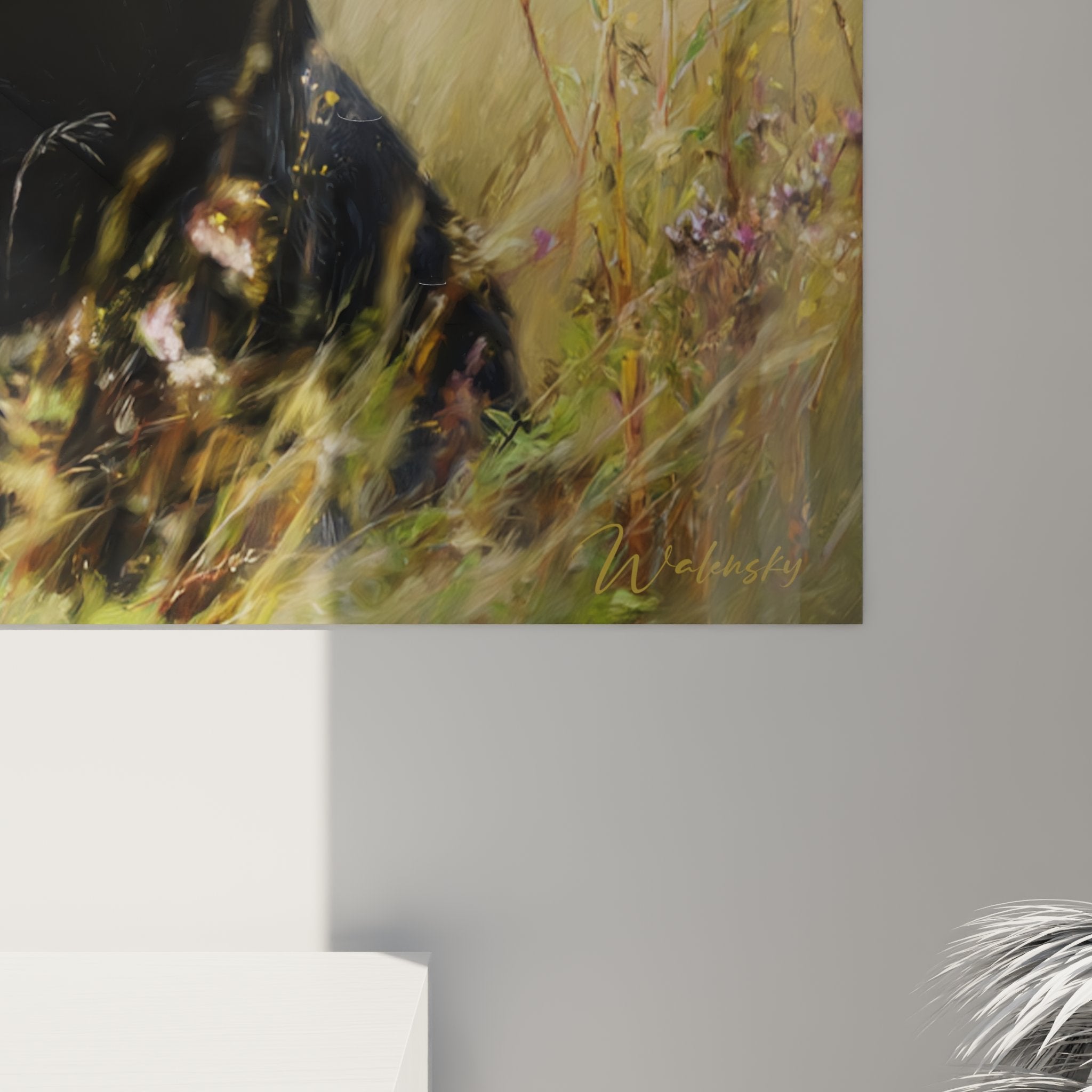 labrador wall art autumn field interior decoration warm countryside style