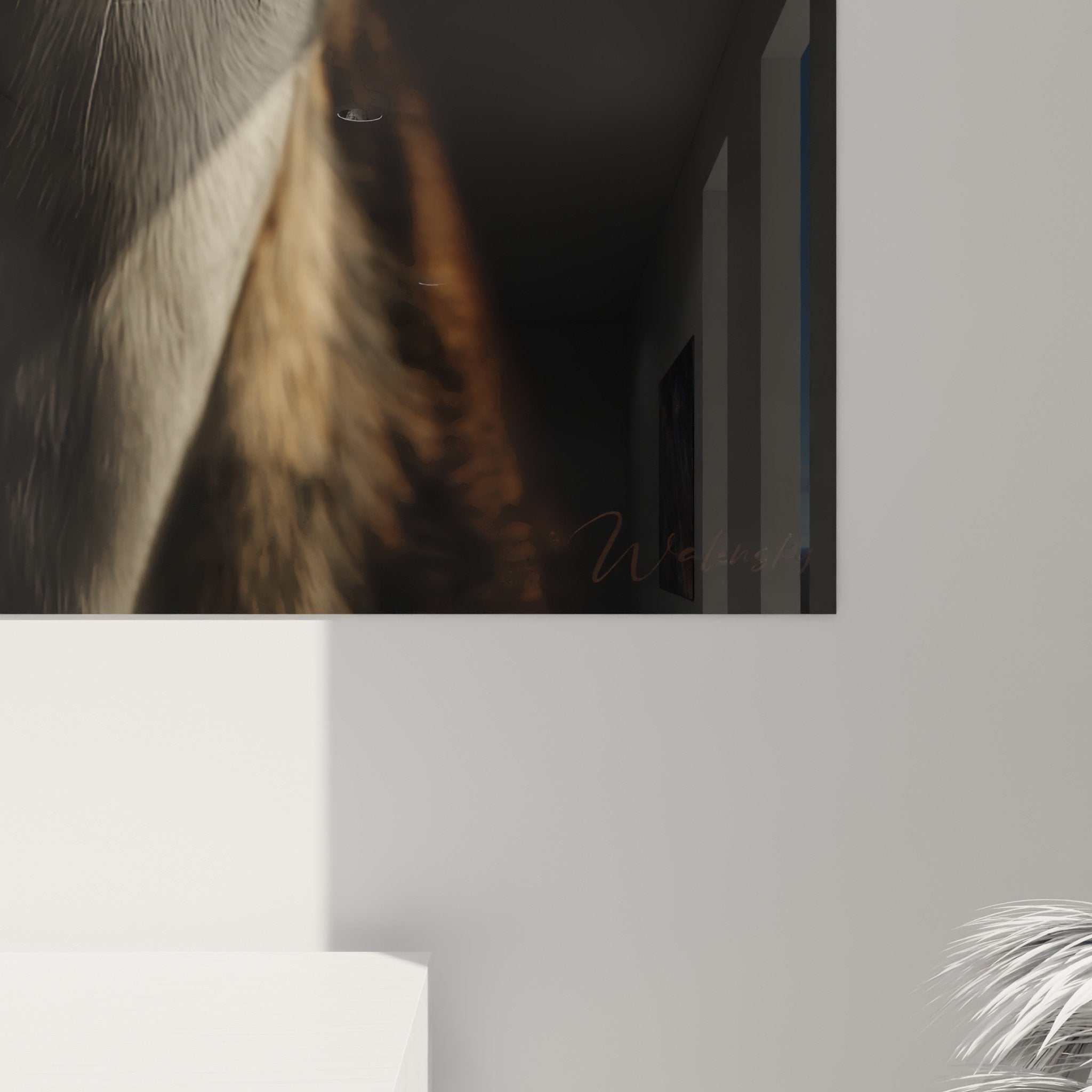 Vue d'ensemble du tableau lévrier whippet dans salon contemporain, décoration murale artistique moderne