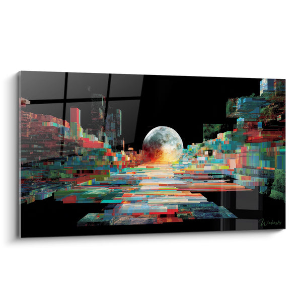 Pixelierter Mond-Gemälde Futuristisch - Digitale Vision - Mond-Edition