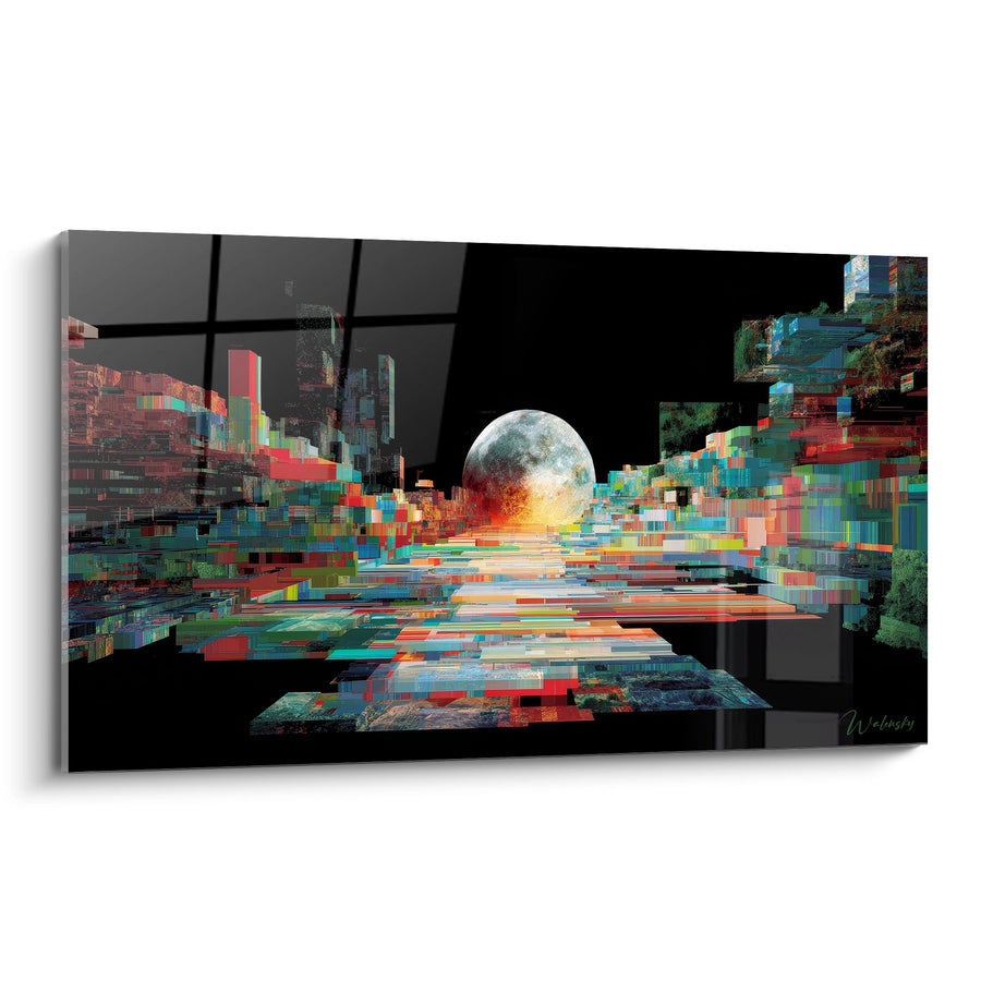 Tableau Lune Pixelisée Futuriste - Vision Digitale - édition Lune