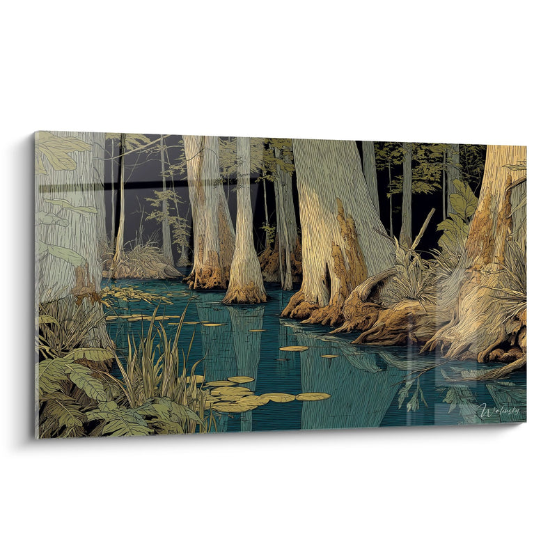 Swamp Cypress Painting - Mystery of the Deep Waters - Other Landscapes Edition