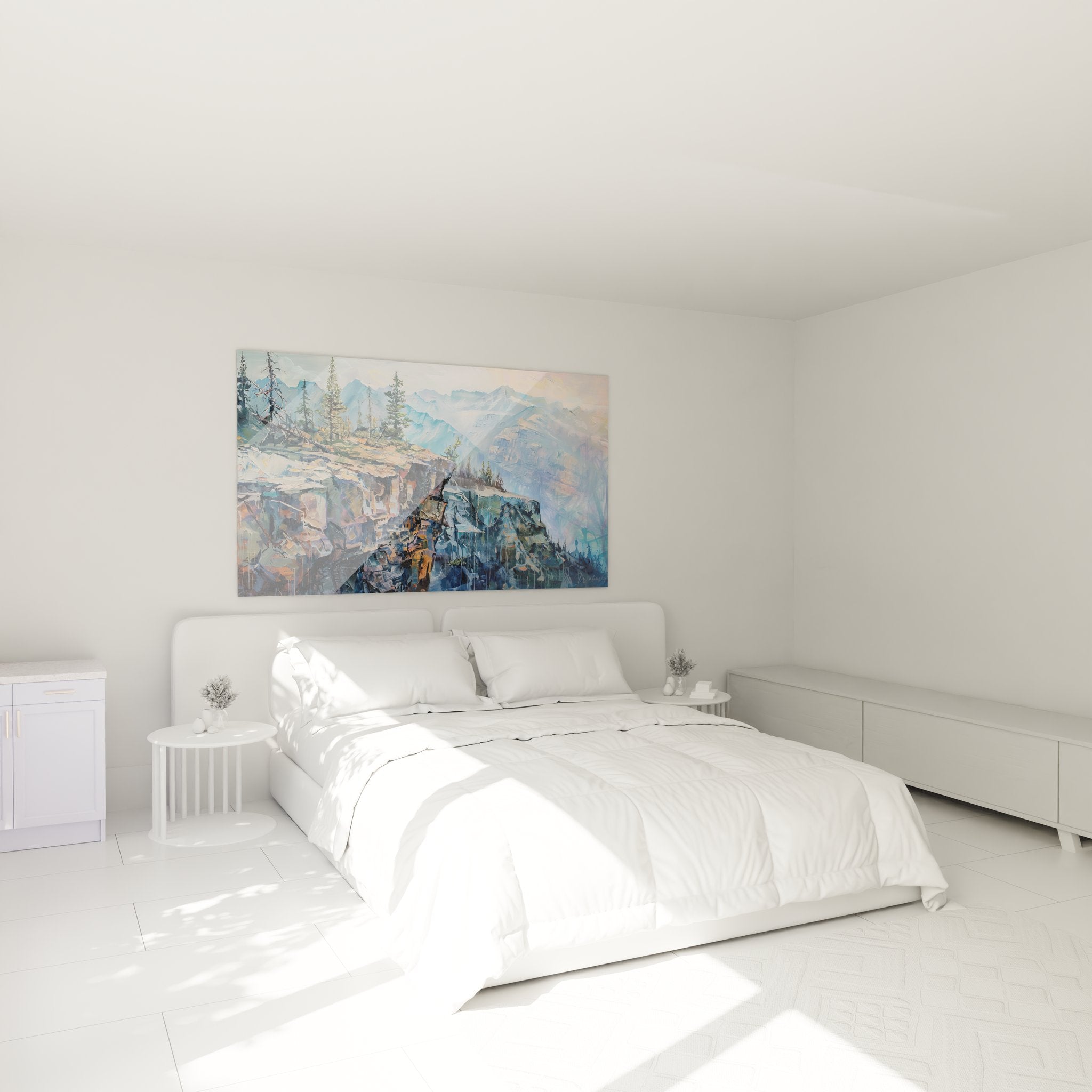 Tableau mural montagne dans chambre, décoration falaise rocheuse et panorama alpin