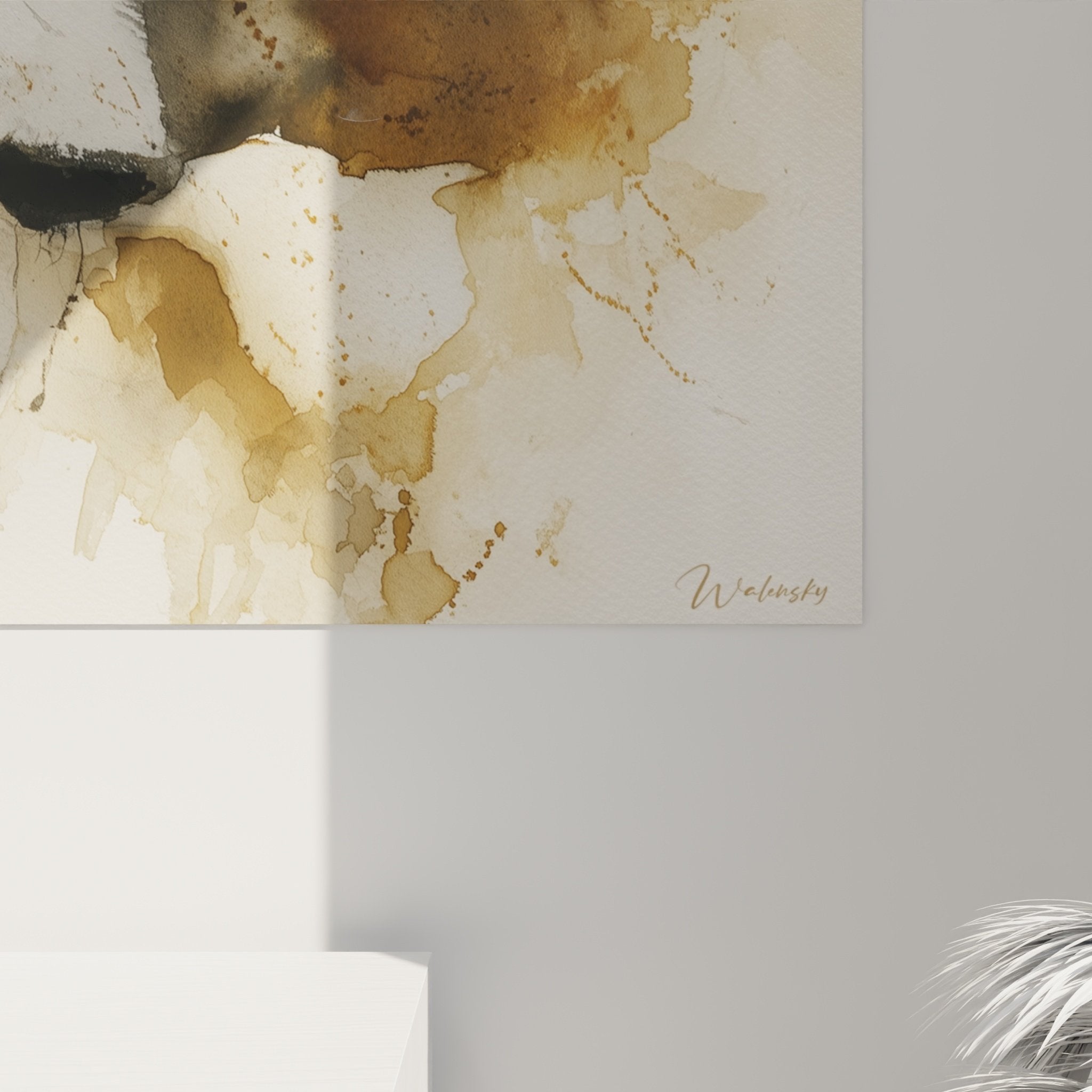 tableau mural saint bernard style aquarelle tons terres decoration interieur