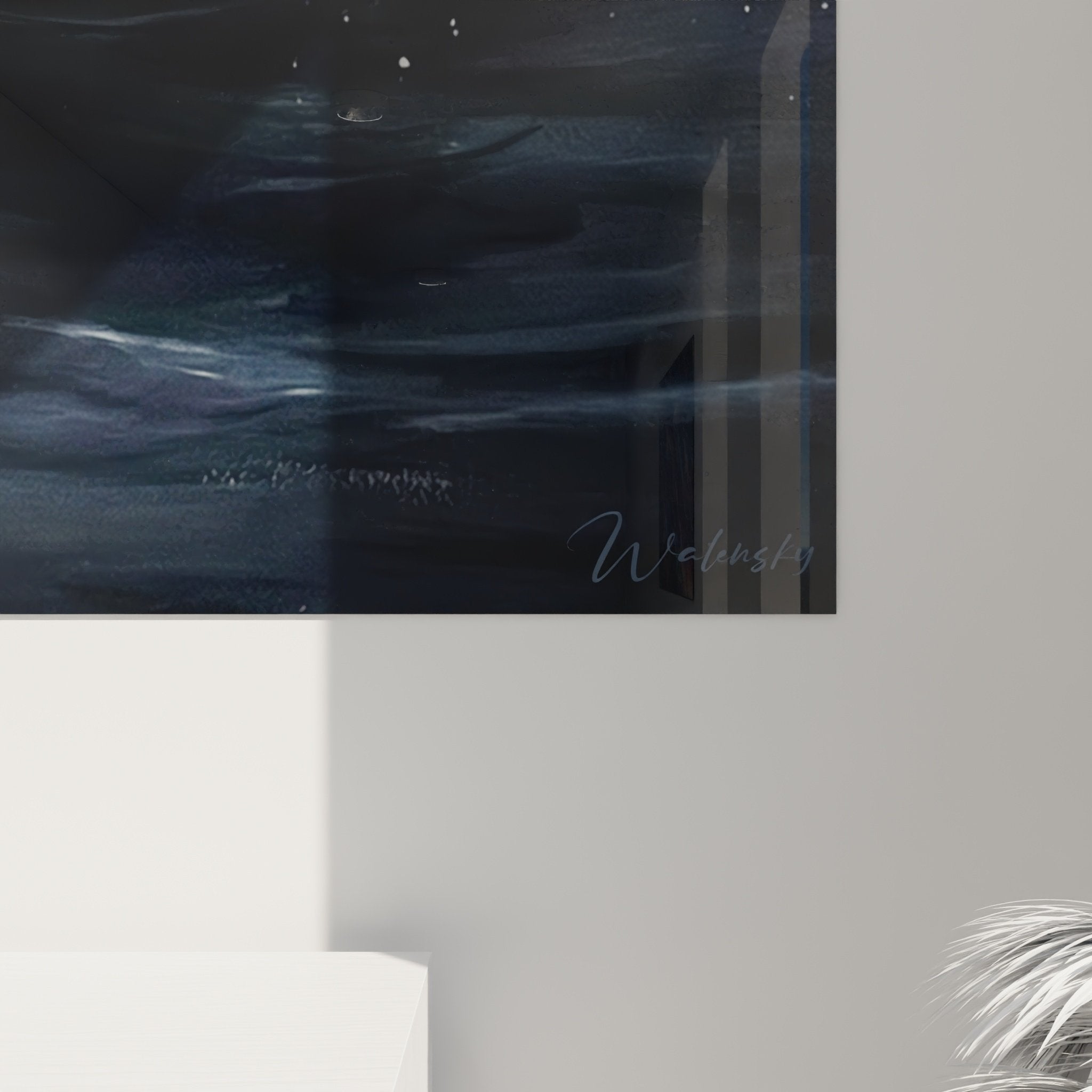 Vue ensemble tableau mural Scottish Terrier nageant decoration interieur moderne