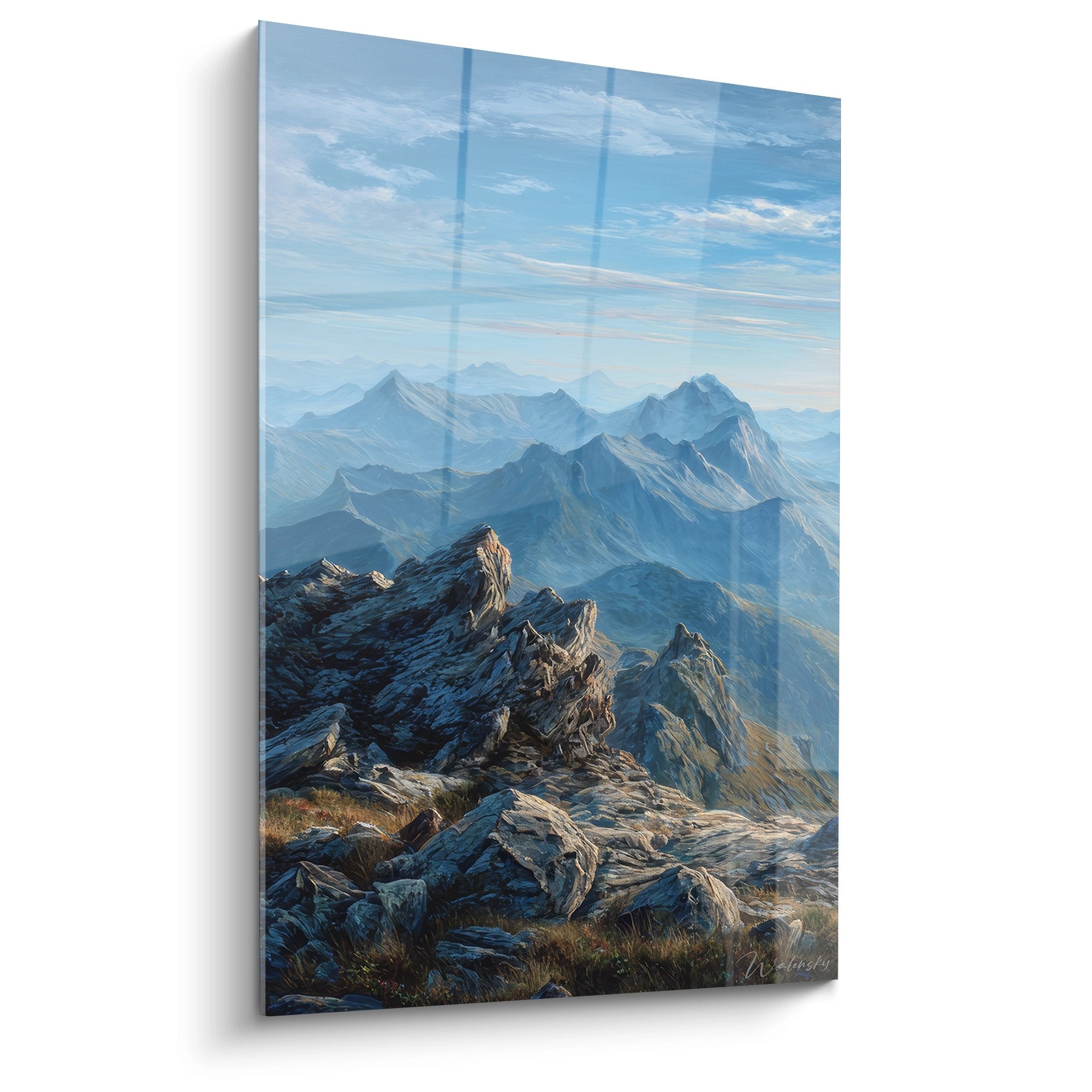 Tableau mural sommet rocheux avec panorama montagnard et formations granitiques au premier plan