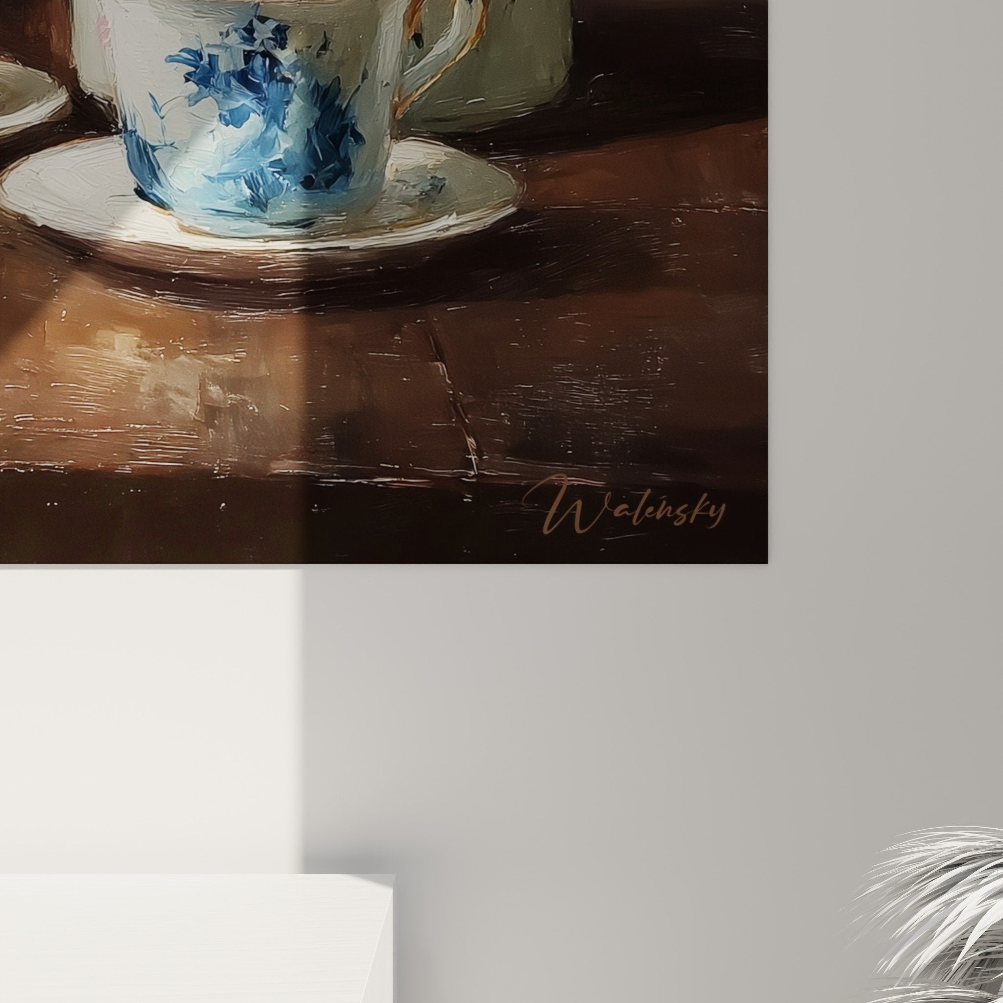 vue ensemble tableau mural theiere japonaise service the porcelaine decoration interieur style nippon