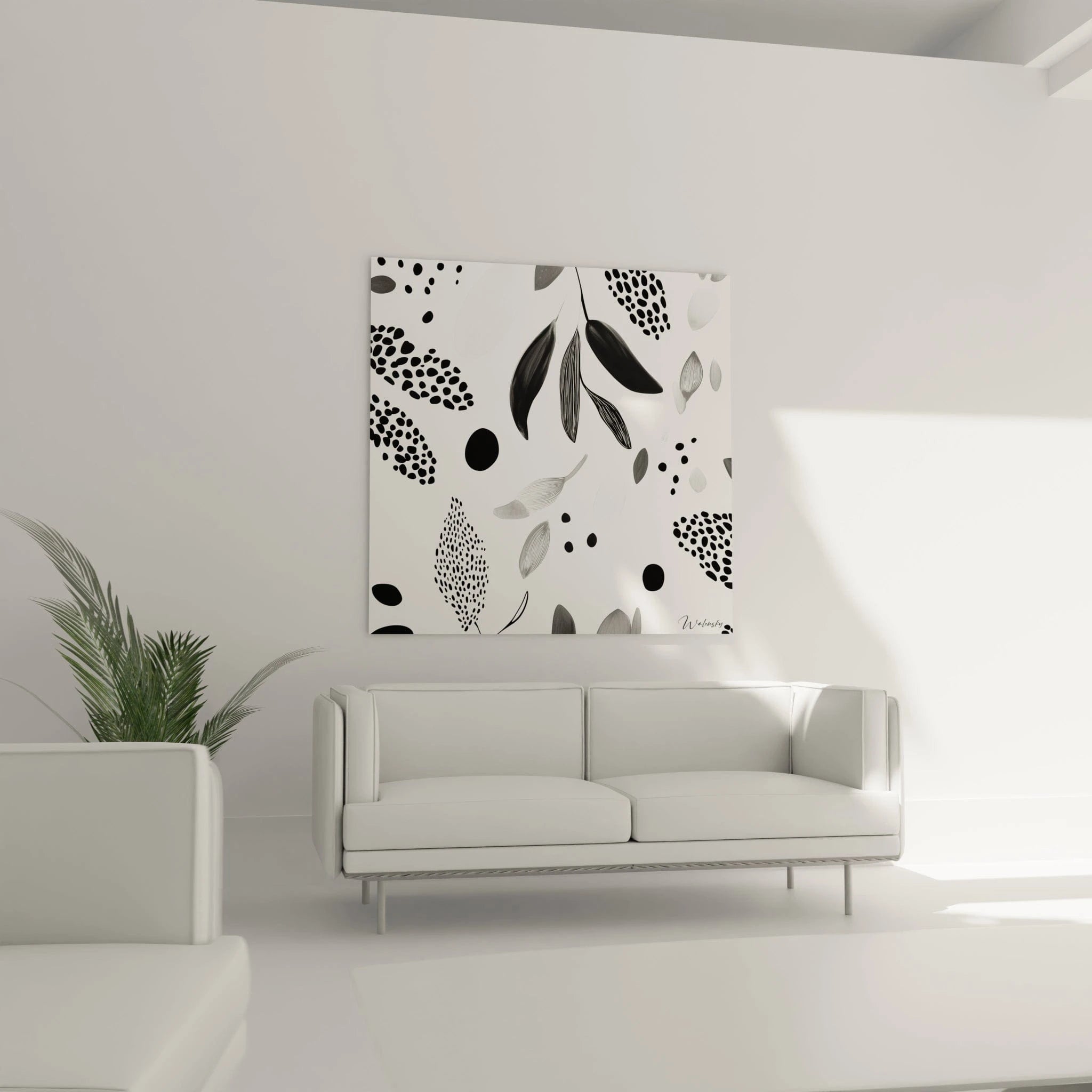 Tableau tacheté noir et blanc de Walensky, idéal pour décorer un intérieur moderne