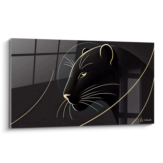 Zwart en Goud Fluistering Schilderij - Zwarte Panter Editie Dieren