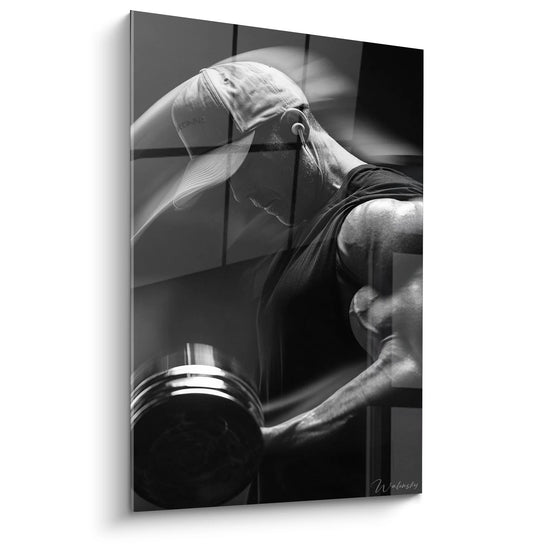 Tableau Musculation Haltères - Force et Détermination - Edition sports noir et blanc