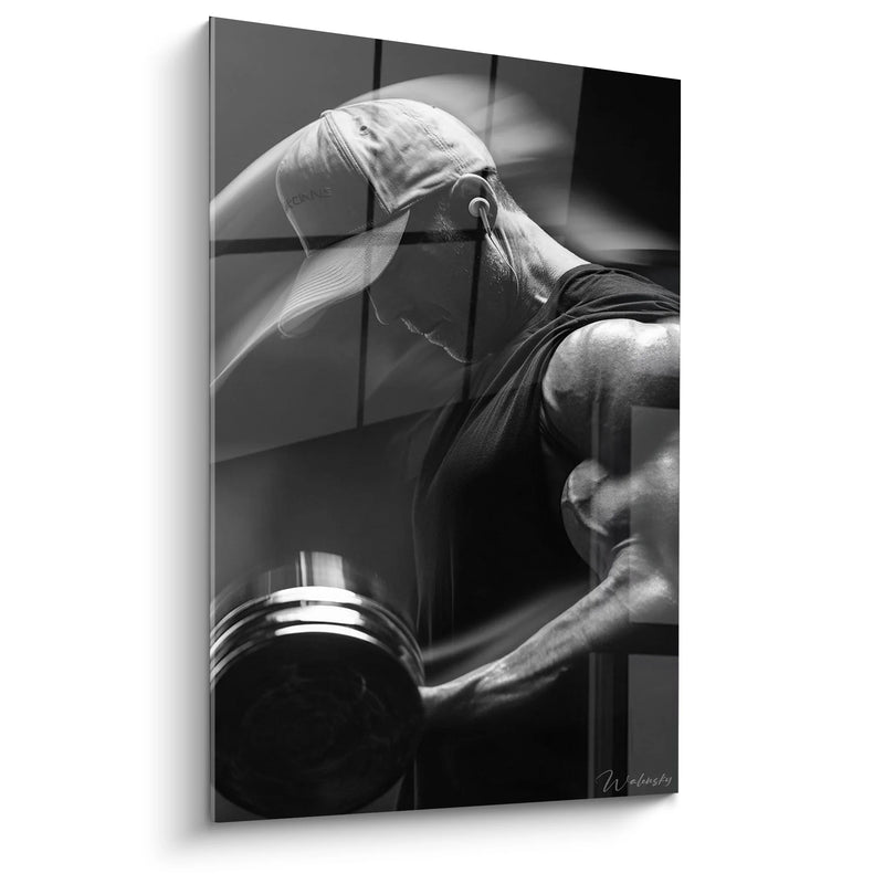 Bodybuilding Dumbbells Wall Art - Strength and Determination - Black and White Sports Edition