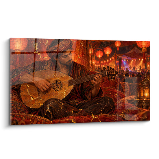 Tableau Joueur de oud aux lanternes dorées - Veillée orientale - Edition Musicien Divers