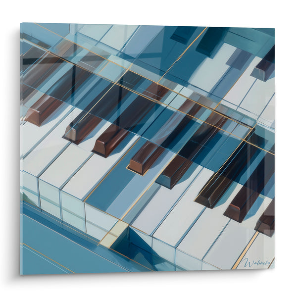 Cuadro Música Piano Azul Marino y Dorado - Instante Suspendido - Edición Música