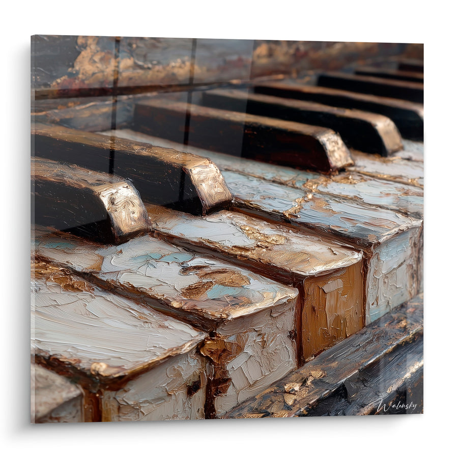 Tableau Musique touches ivoire et doré empâtées - Silence avant l'accord - Edition Musique