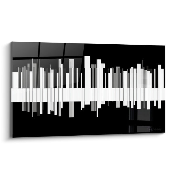 Black and White Music Painting - Misaligned Keys - Offset Row - Music Edition