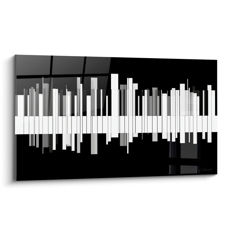 Tableau Musique noir et blanc touches désaxées - Rangée décalée - Edition Musique