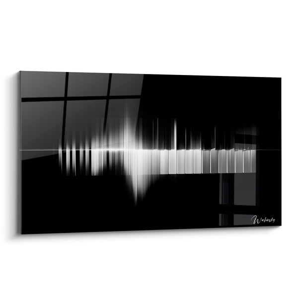 Music Painting, melting keyboard black and white vibrant - Echo of silence - Music Edition