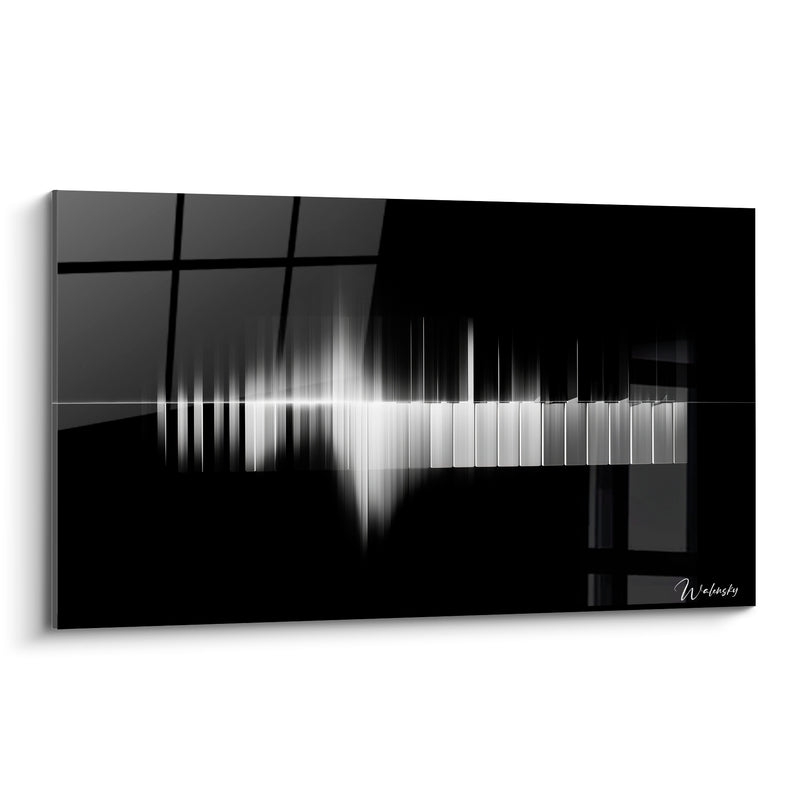 Tableau Musique clavier fondu noir blanc vibrant - Écho du silence - Edition Musique