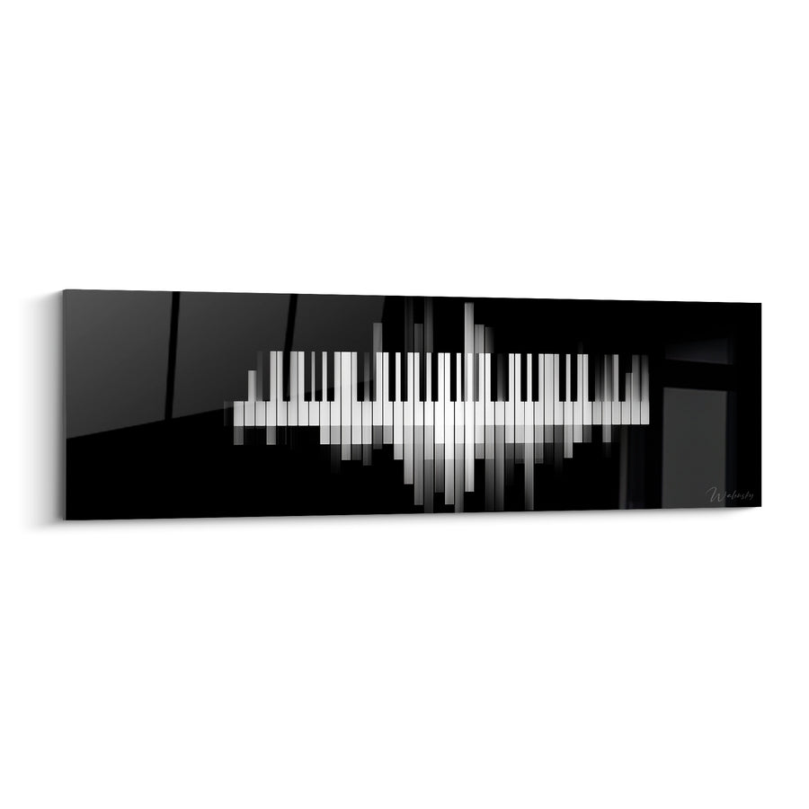 Tableau Musique noir et blanc touches étirées - Effet miroir vertical - Edition Musique