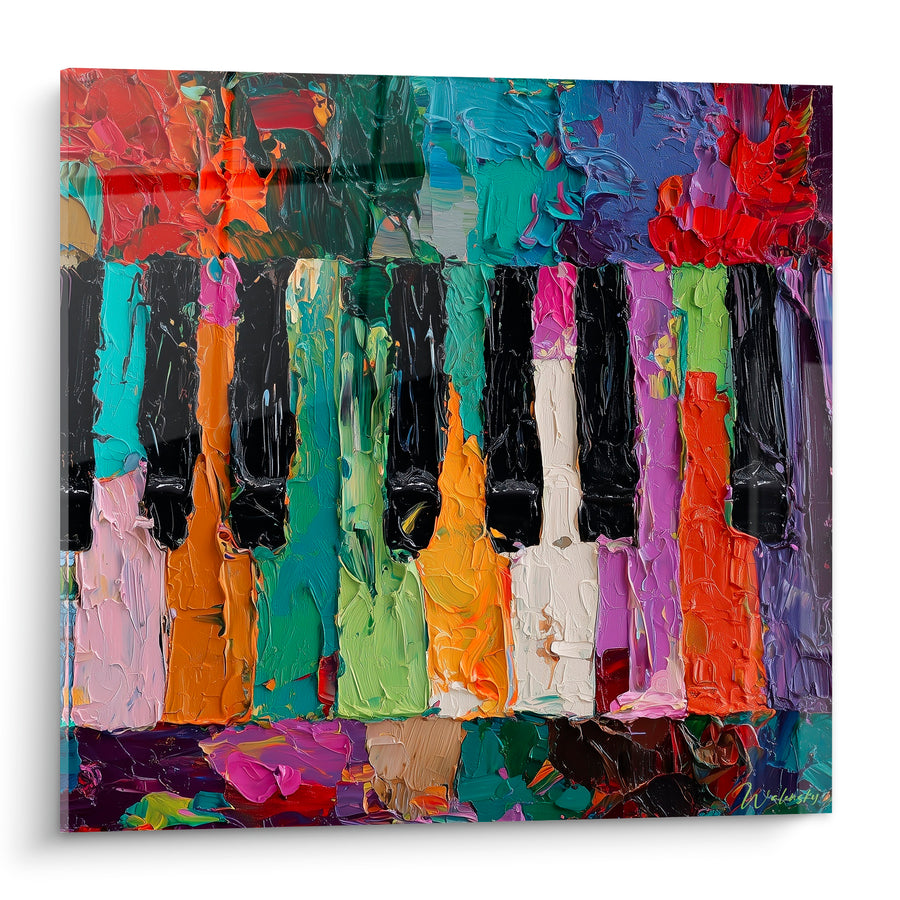 Tableau Musique touches vert et violet arc-en-ciel - Clavier multicolore - Edition Musique