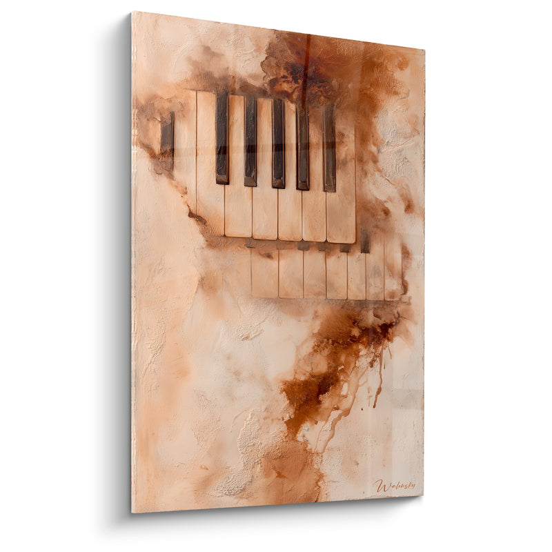 Tableau Musique ivoire et brun coulures rouille - Double rangée décalée - Edition Musique