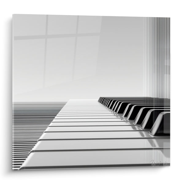 Musik-Leinwand Schwarz-Weiß-Tastatur Unendlich Dehnbar - Fensterreflexion - Musik-Edition