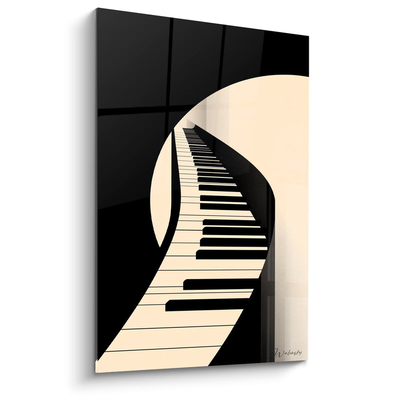 Tableau Musique noir ivoire clavier sinueux - Ruban mélodique - Edition Musique