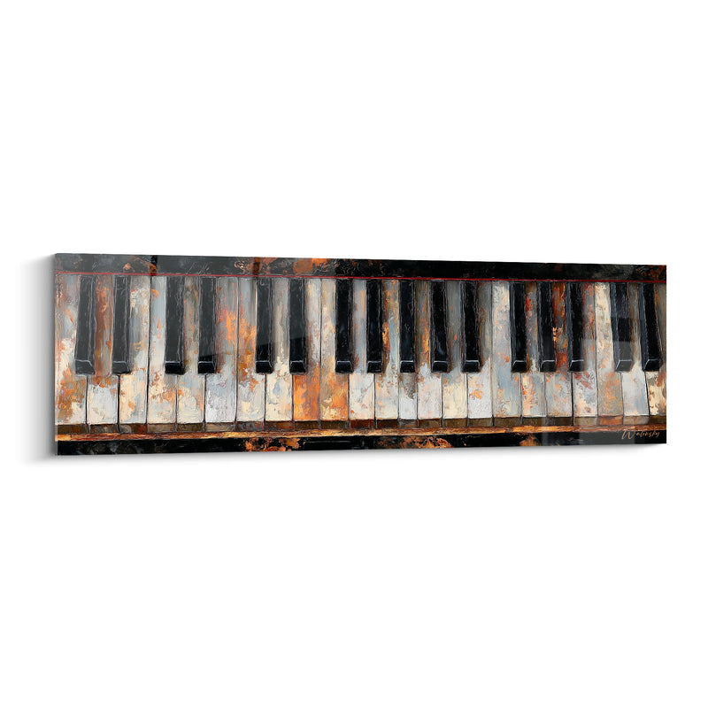 Tableau Musique clavier ocre et anthracite patiné - Mémoire des notes - Edition Musique