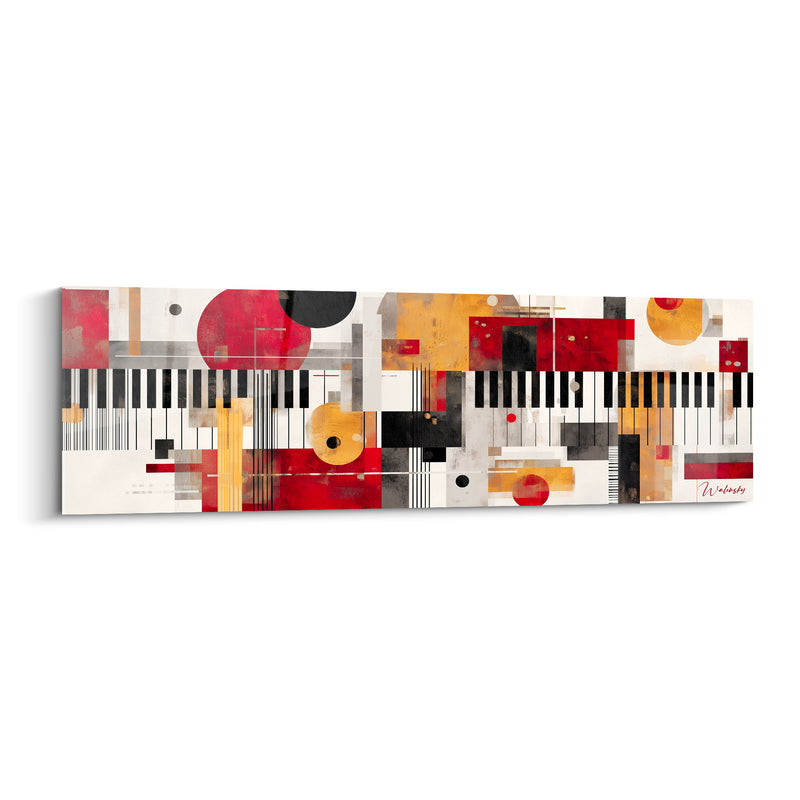 Tableau Musique rouge et jaune cercles superposés - Disques colorés - Edition Musique