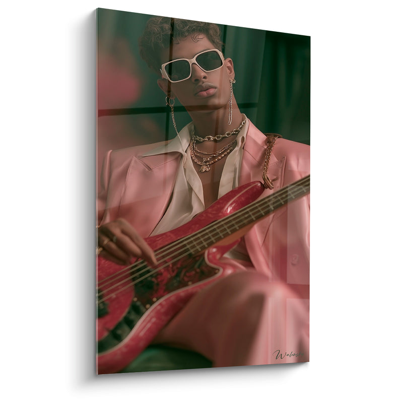 Tableau Musique costume rose et basse rouge - Assurance nonchalante - Edition Musique