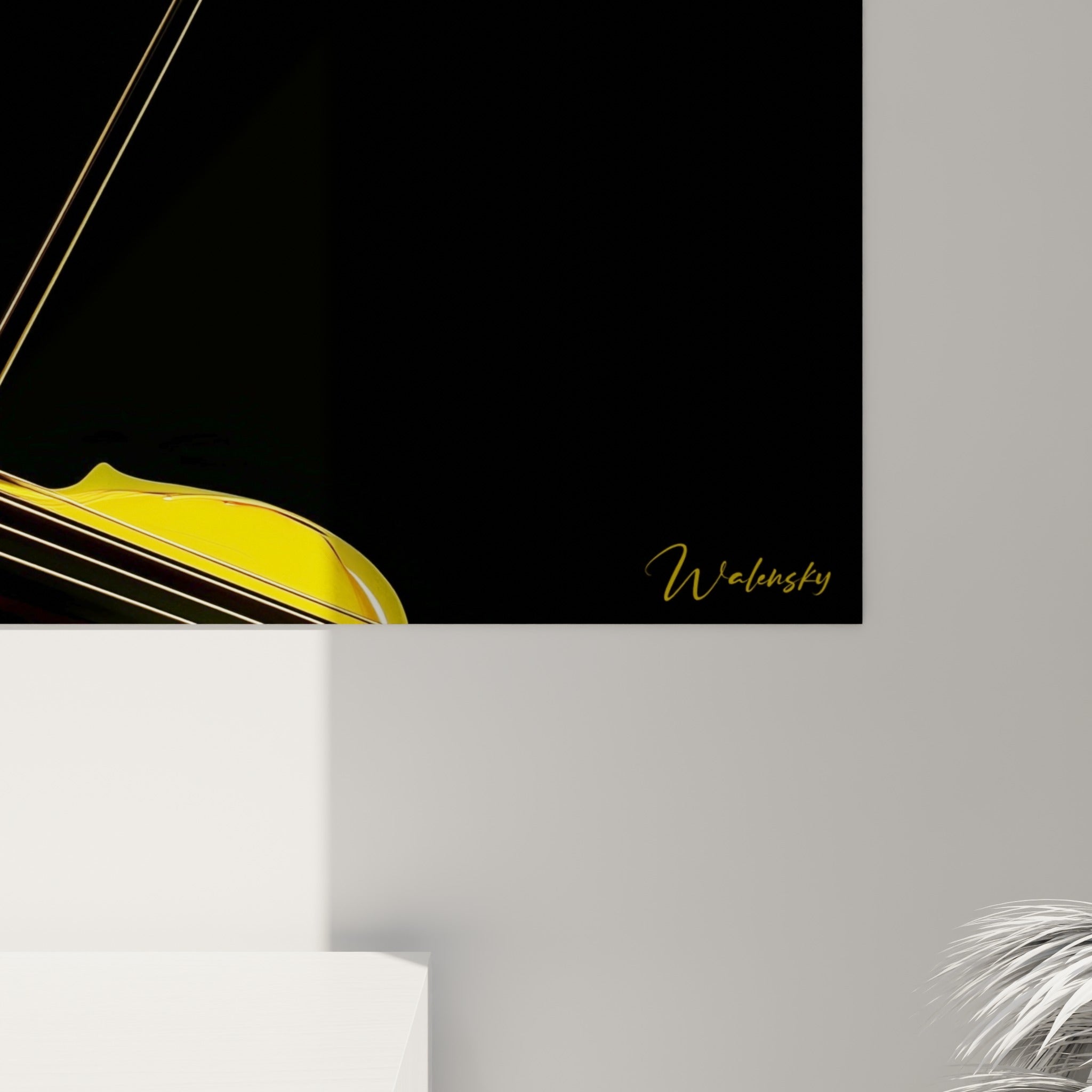 Détail des reflets dorés et blancs sur l'épaule de la violoniste, matière fluide et texture picturale