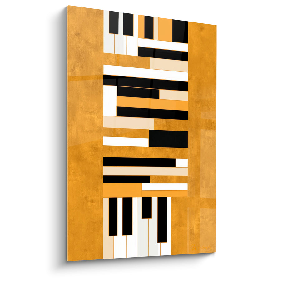 Tableau Musique doré et noir touches piano fragmentées - Partition fragmentée - Edition Musique