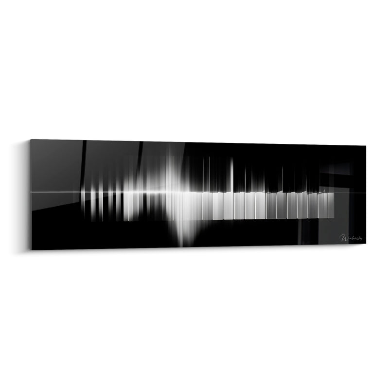 Tableau Musique noir et blanc onde lumineuse verticale - Faisceau vibrant - Edition Musique