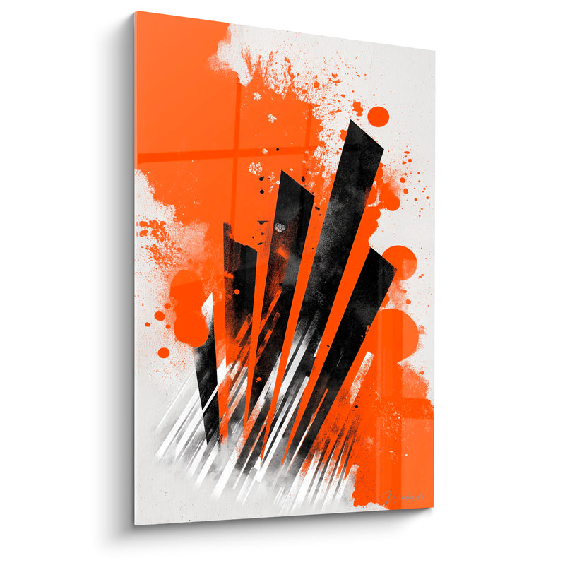 Tableau Musique orange vif et noir graphite éclats - Vibration percutante - Edition Musique