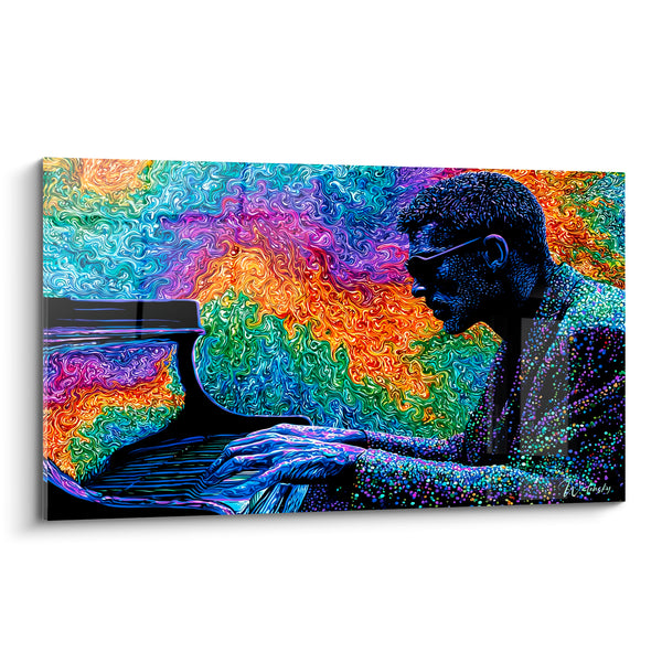 Purple and Green Music Swirl Psychedelic Painting - Pianist's Glasses - Music Edition
