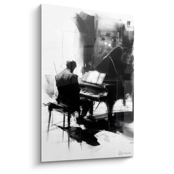 Piano Music Painting Black and White Chiaroscuro - Inhabited Silence - Music Edition