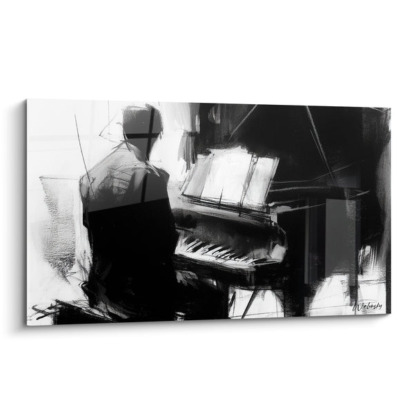 Cuadro Música blanco y negro atril abierto - Barra de ventana - Edición Musical