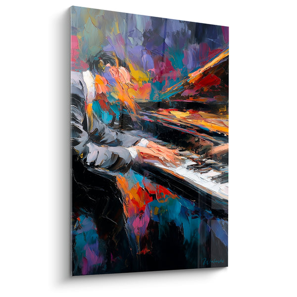 Gemälde Musik violett türkis Pianist multicolor - Farbenspiel - Edition Musik