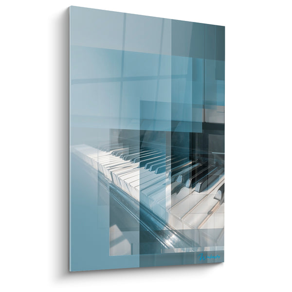 Music Painting Piano Blue Slate Keys Geometric - Silent Prelude - Music Edition