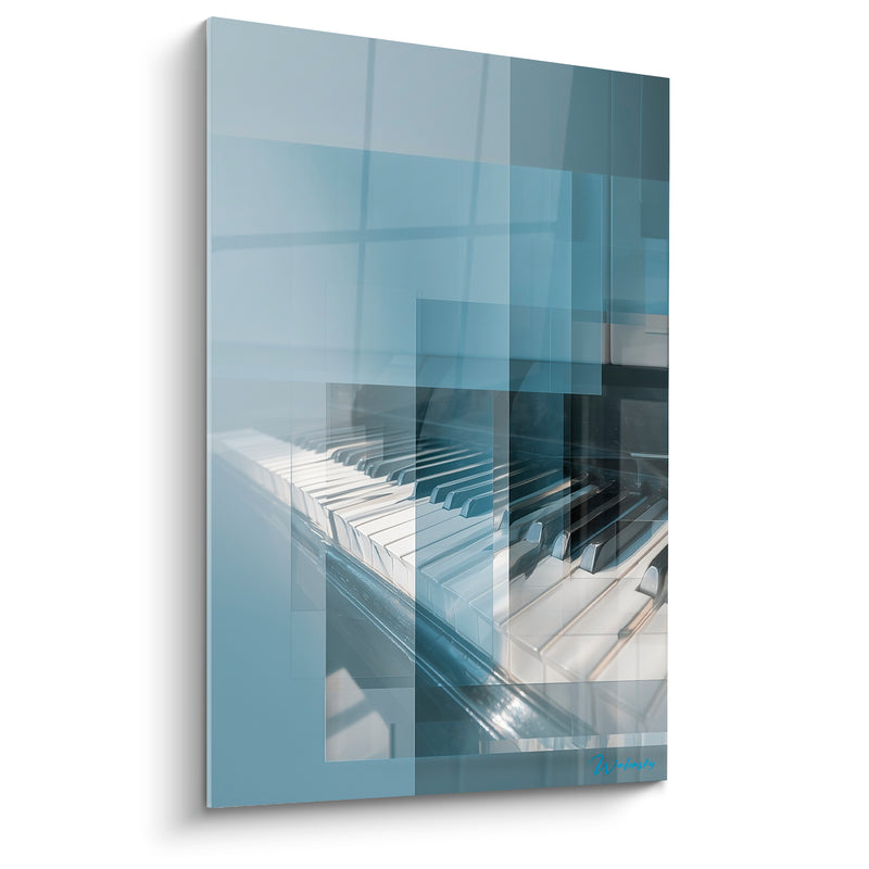 Tableau Musique piano bleu ardoise touches géométriques - Prélude silencieux - Edition Musique