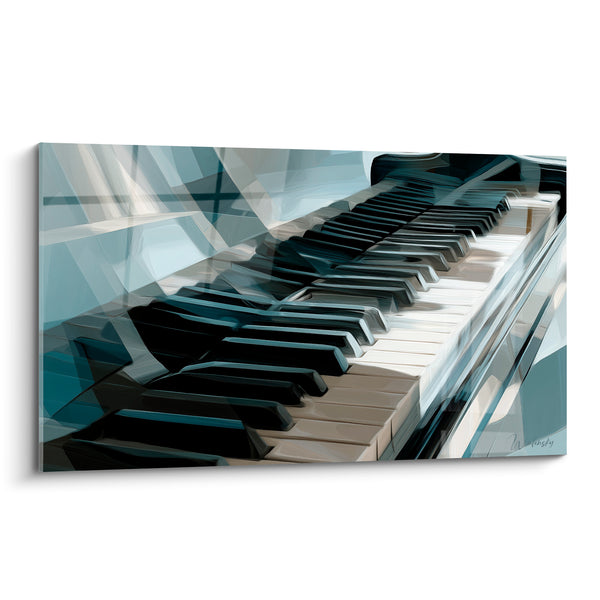 Music Painting in Gray Blue and Black with Distorted Keys - Distortion Effect - Music Edition