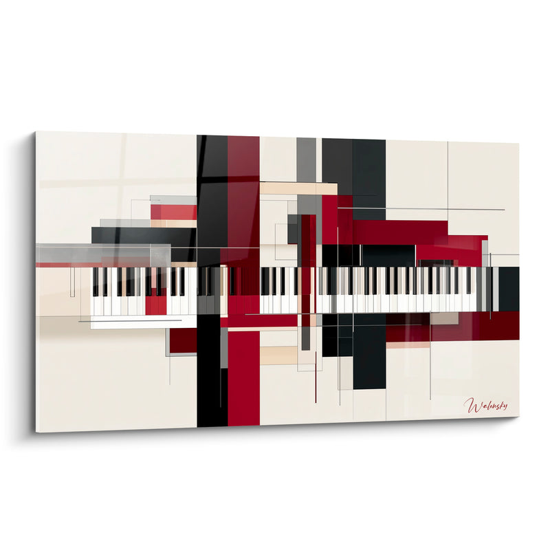 Tableau Musique bordeaux et ivoire blocs superposés - Rectangles architecturés - Edition Musique