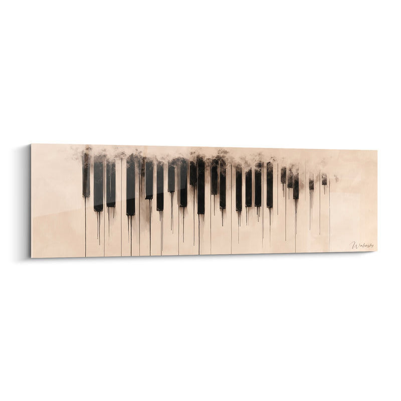 Tableau Musique beige et noir touches dégoulinantes - Fumée ascendante - Edition Musique