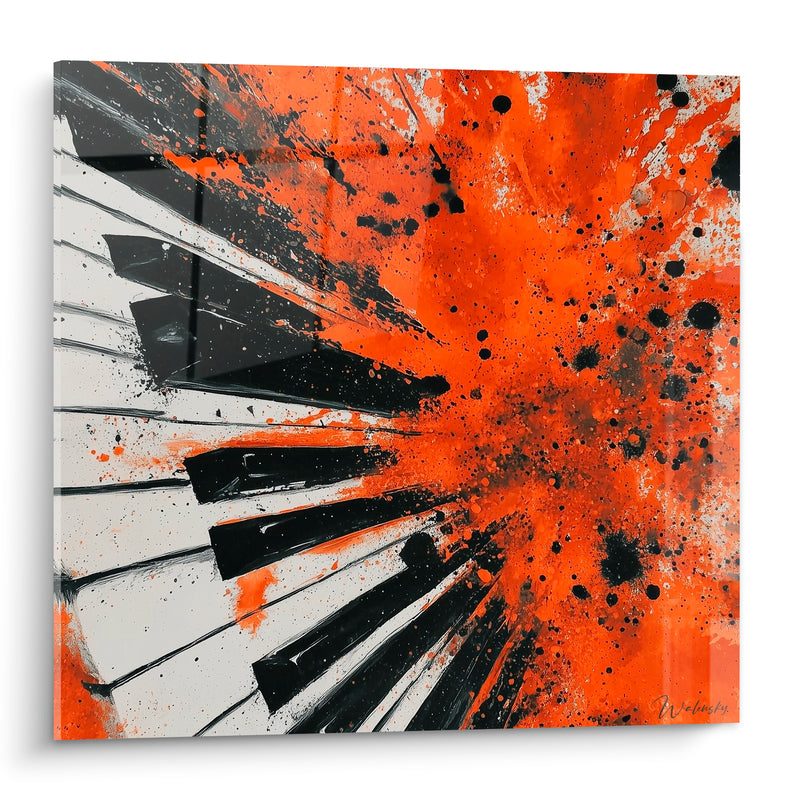 Tableau Musique orange et noir touches divergentes - Éclatement centrifuge - Edition Musique