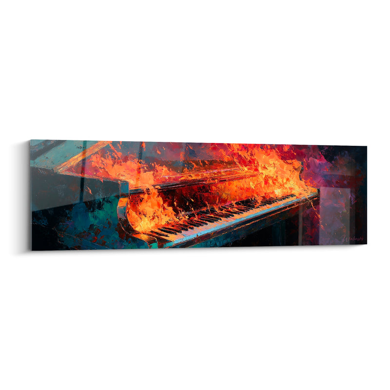 Tableau Musique piano à queue en flammes - Ferveur incandescente - Edition Musique