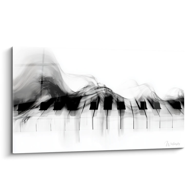 Tableau Musique clavier noir et blanc fumée - Volutes de fumée - Edition Musique